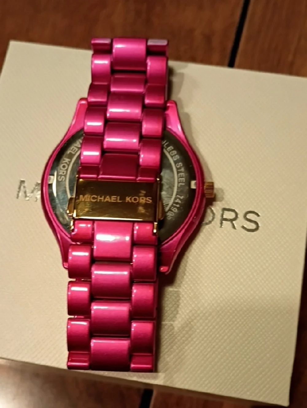 Michael Kors Hot Pink Metallic Link Watch